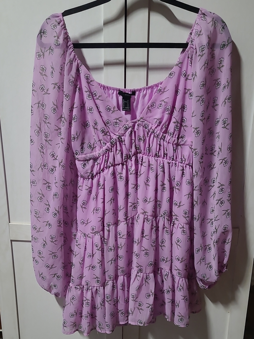 Forever 21 Lilac Floral Tiered Dress Size S